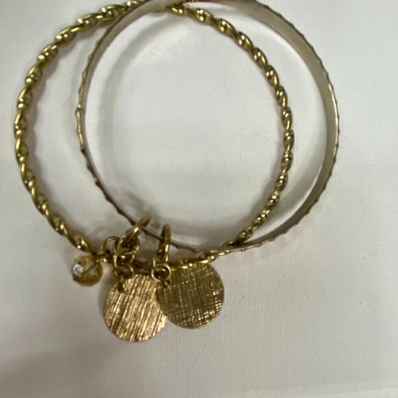Vintage Gold Bangle Bracelets with Charms - Picture 7 of 10
